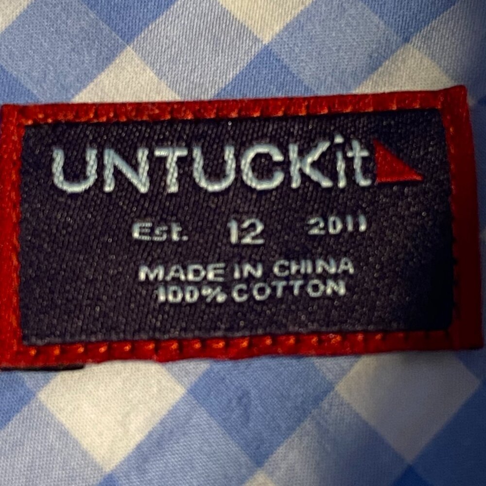 UNTUCKit Womens Blue Gingham Button Down Shirt Size 12 - Picture 8 of 9